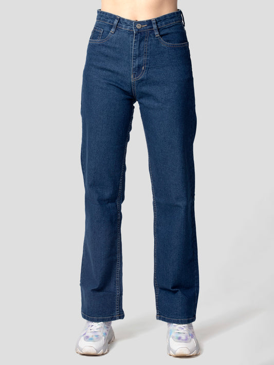 Women Navy Blue Straight Fit High-Rise Jeans