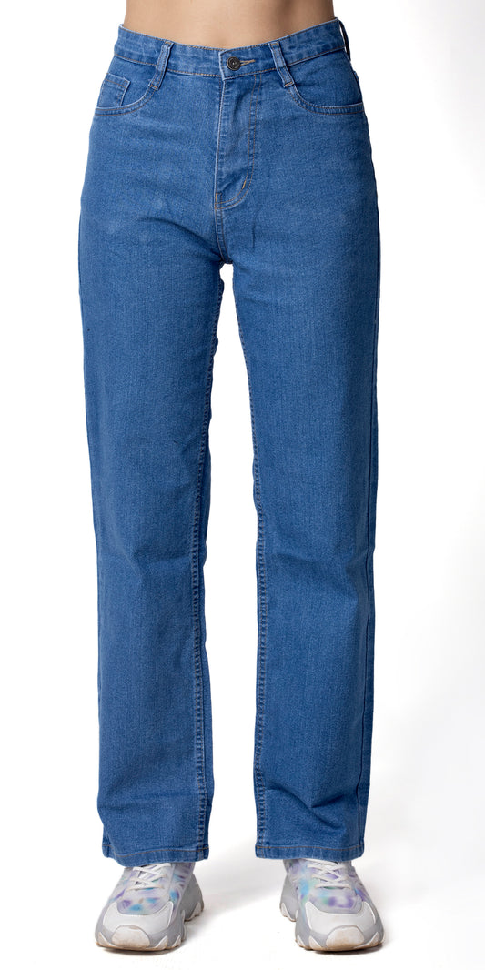 Women Navy Blue Straight Fit High-Rise Stretchable Jeans