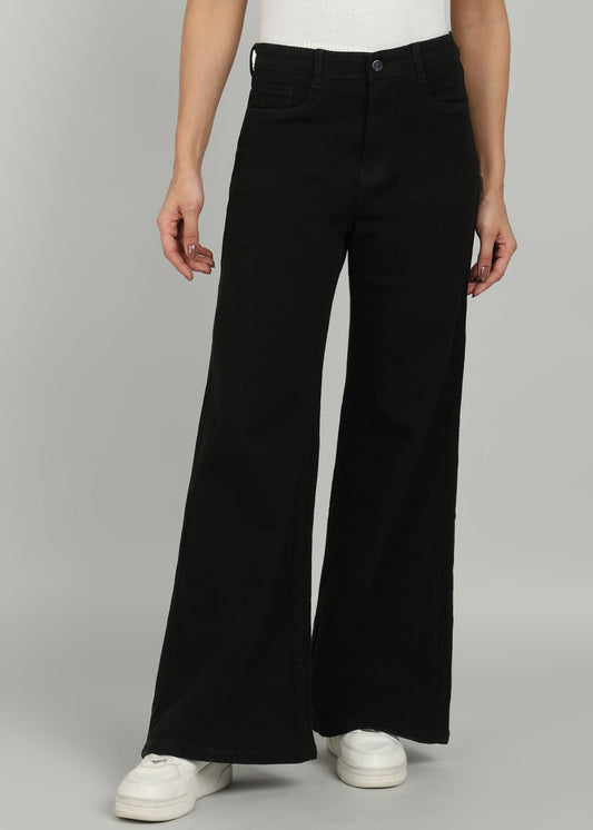 Women Black Wide Leg Jeans